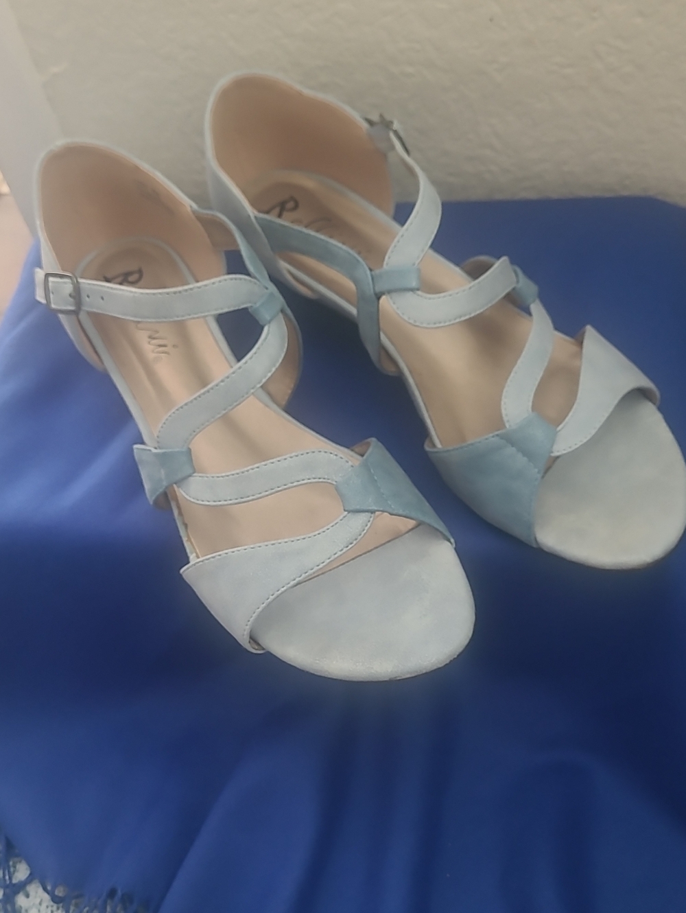 Bellini Light Blue Strappy Block Heel Sandals